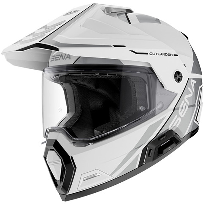 Enduro motorhelm met headset SENA Outlander glanzend wit