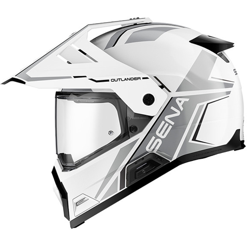 Enduro motorhelm met headset SENA Outlander glanzend wit