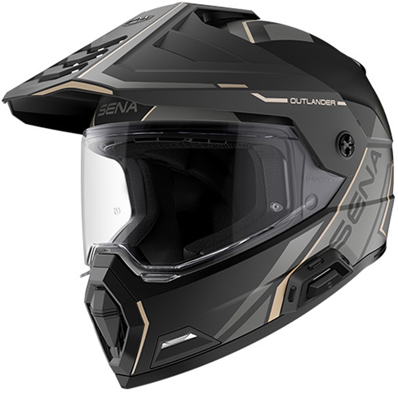 Outlander mesh helm met headset, SENA (matzwart)