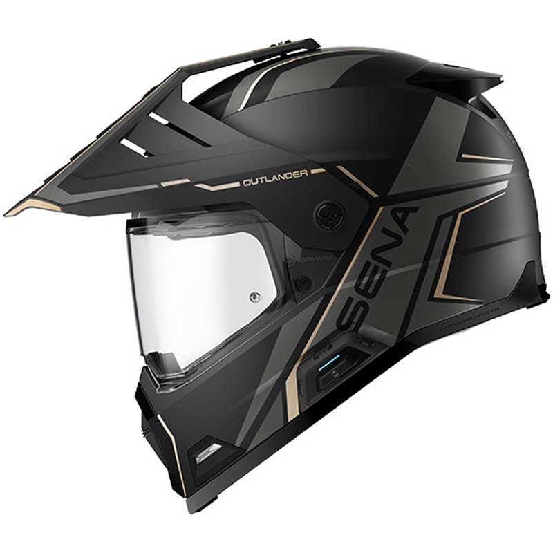 Outlander mesh helm met headset, SENA (matzwart)
