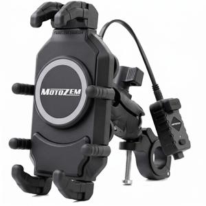 Antivibratie telefoonhouder met draadloze oplader en USB-C-aansluiting MotoZem M26-C1 zwart