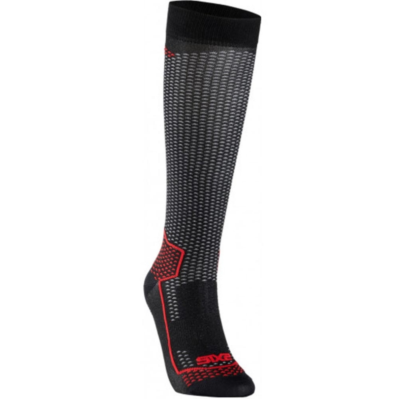 Functionele kniekousen SIXS LONG V3 zwart carbon-rood