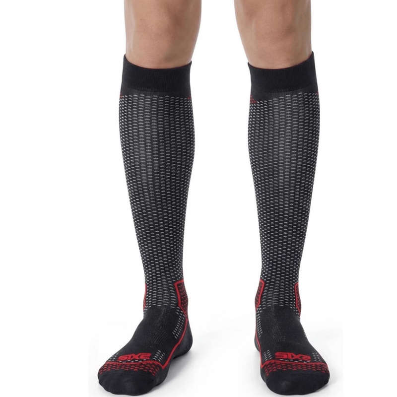 Functionele kniekousen SIXS LONG V3 zwart carbon-rood