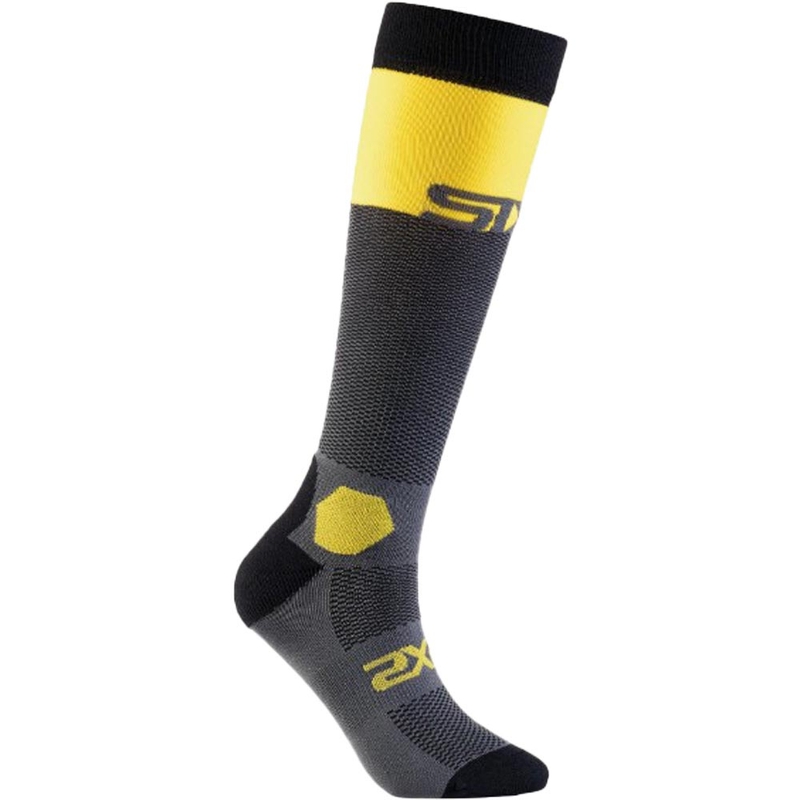 Functionele kniekousen SIXS LONG RACING V2 donkergrijs-geel