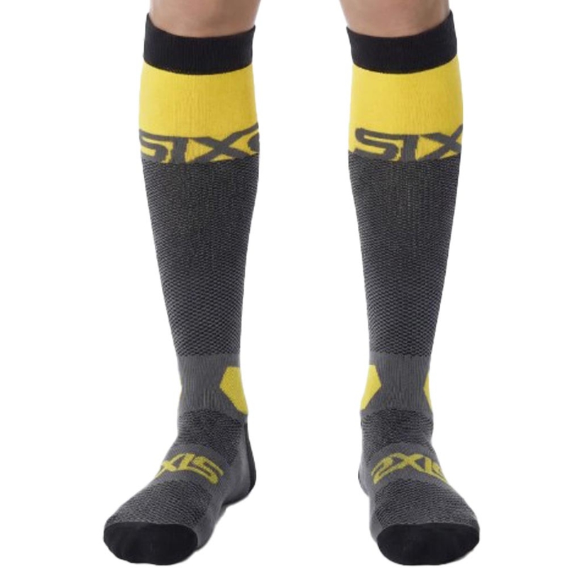 Functionele kniekousen SIXS LONG RACING V2 donkergrijs-geel