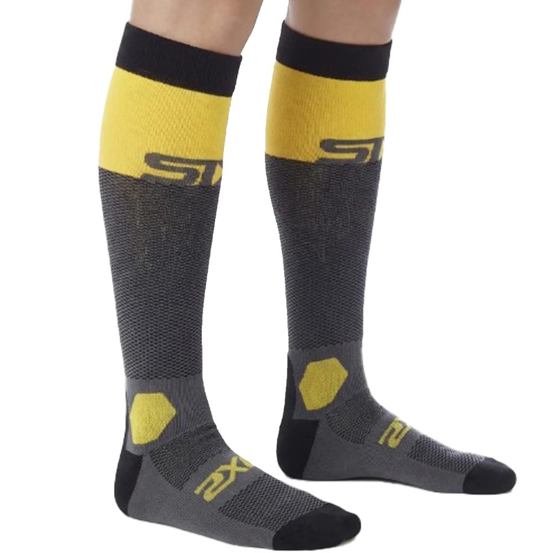 Functionele kniekousen SIXS LONG RACING V2 donkergrijs-geel