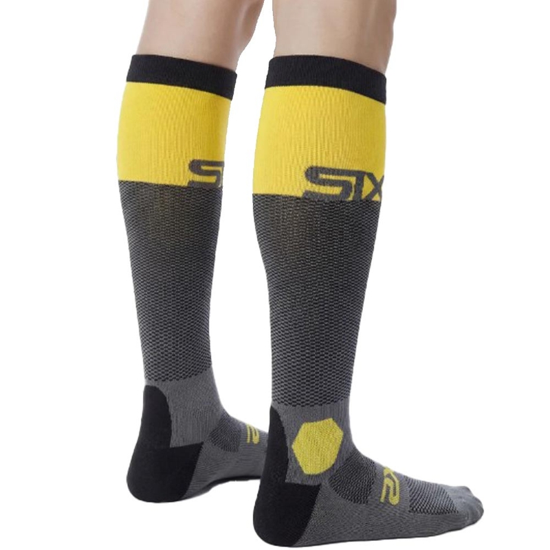 Functionele kniekousen SIXS LONG RACING V2 donkergrijs-geel