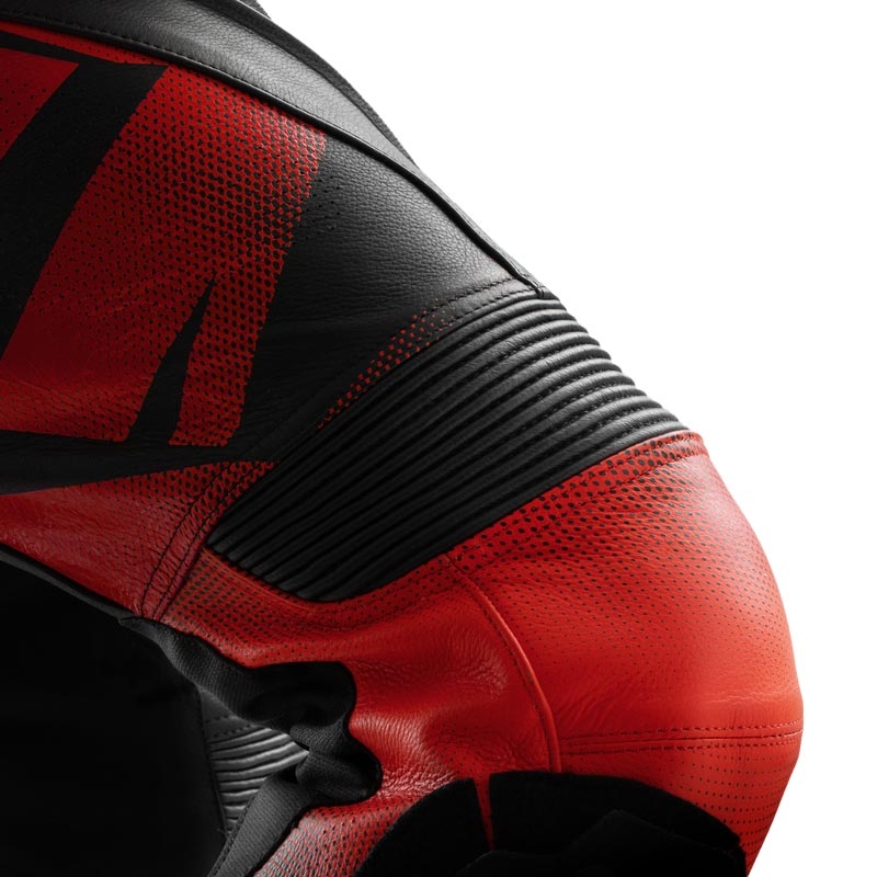 Rebelhorn Inferno leren motorbroek zwart-fluorrood
