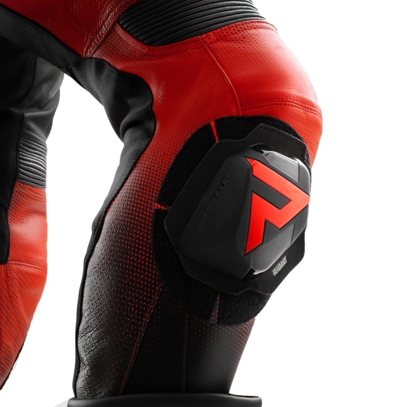 Rebelhorn Inferno leren motorbroek zwart-fluorrood