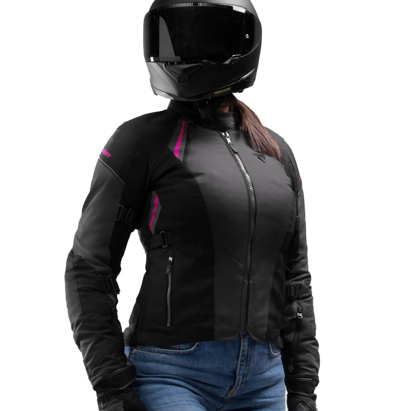 Dames motorjas Rebelhorn Swift zwart-grijs-roze
