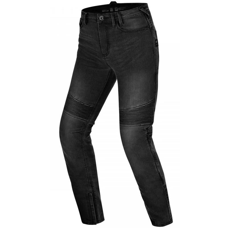 Damesmotorjeans met lange pijpen van Shima Zenith in zwart.