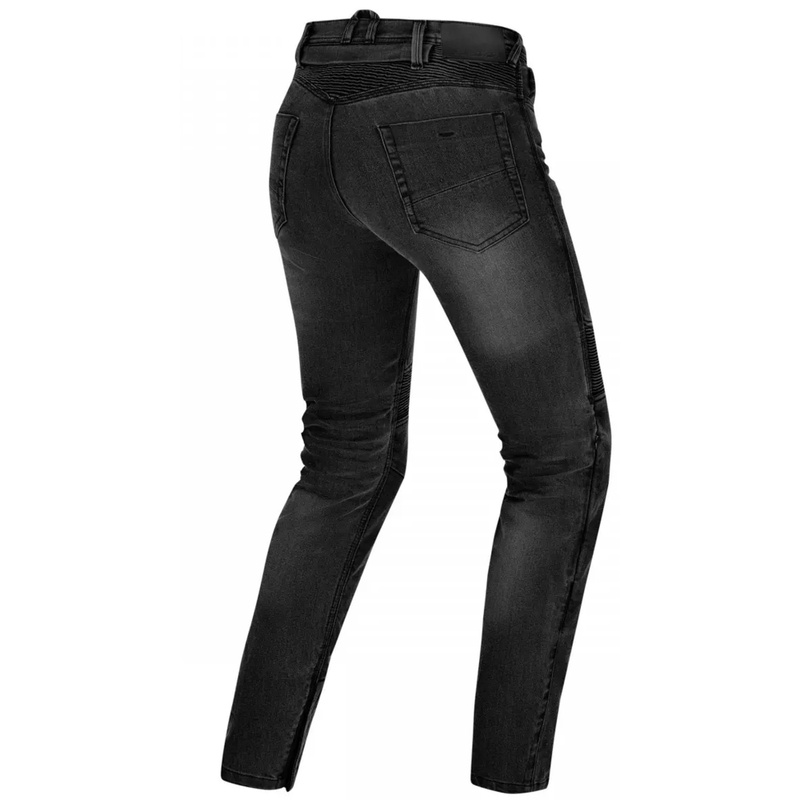 Damesmotorjeans met lange pijpen van Shima Zenith in zwart.