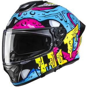 Integraal motorhelm HJC C71 Squeeze MC28 blauw-geel-roze