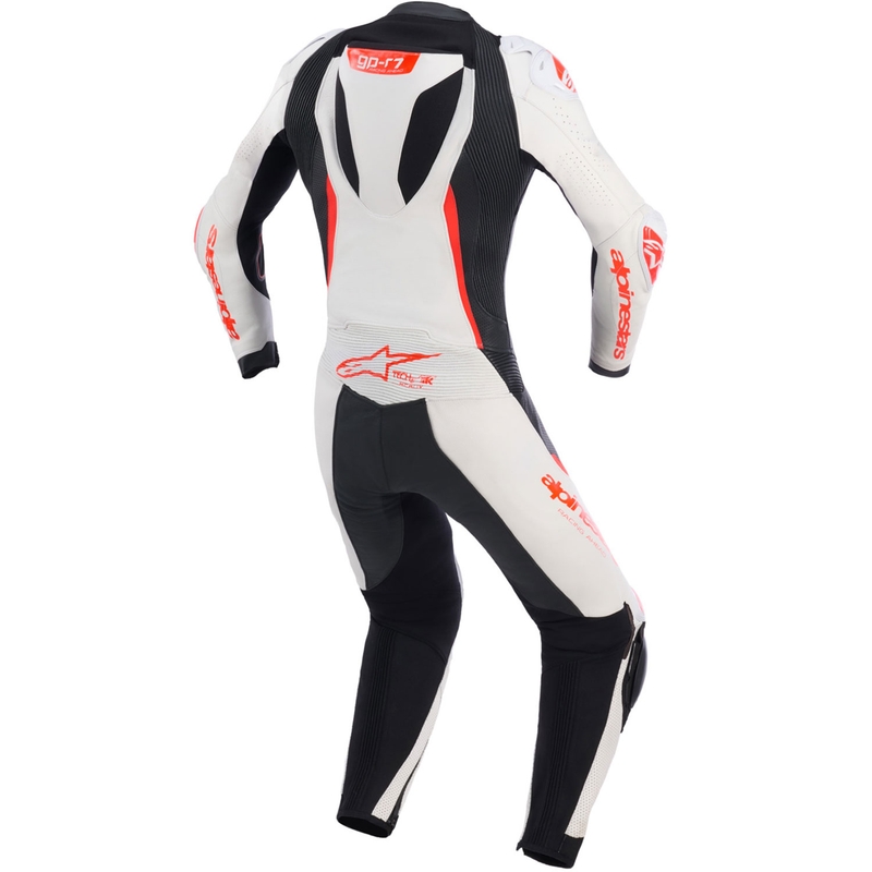 Alpinestars Stella GP-R7 dames motorpak uit één stuk van leer, wit-fluorescerend rood-zwart