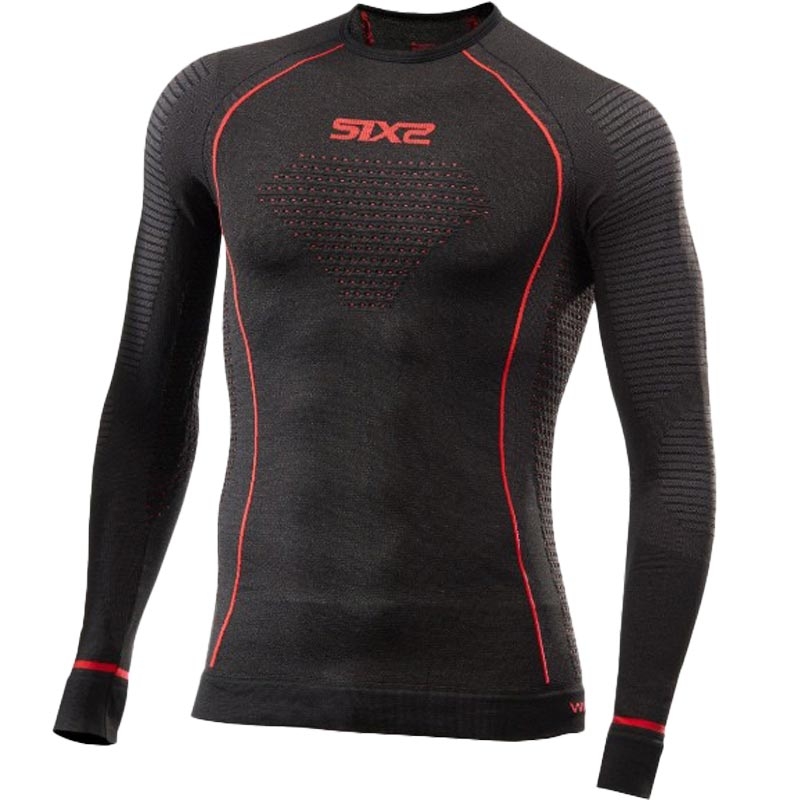 Functioneel T-shirt met lange mouwen SIXS TS2W CU zwart-rood
