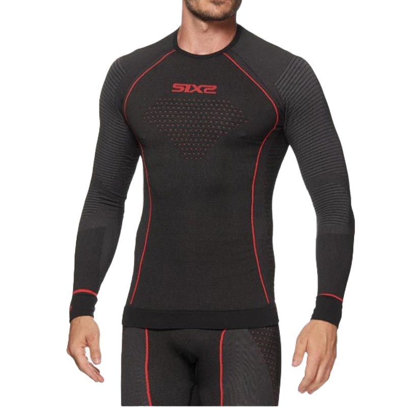 Functioneel T-shirt met lange mouwen SIXS TS2W CU zwart-rood