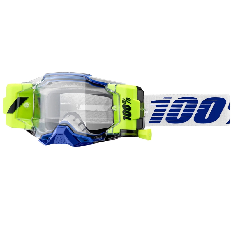Motocrossbril 100% - USA Armega Forecast blauw met transparant plexiglas
