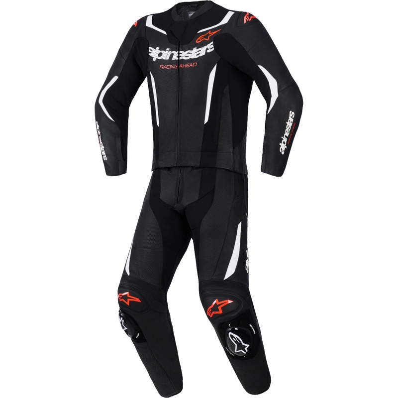 Alpinestars GP Force V2 tweedelig leren pak in zwart-wit-fluorrood