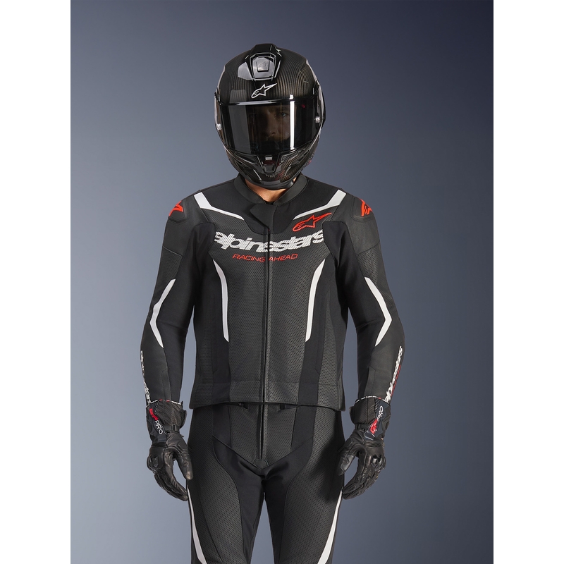 Alpinestars GP Force V2 tweedelig leren pak in zwart-wit-fluorrood