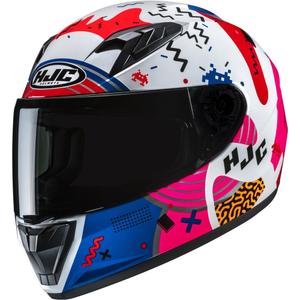 Kinder integraalhelm voor motorrijden HJC Y10 Mika MC28 wit-roze-blauw