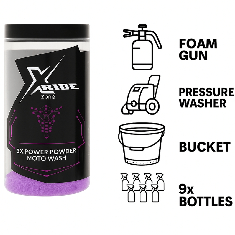 XzoneRide® Power Powder-Moto Wash motorshampoo in poedervorm, 60 g