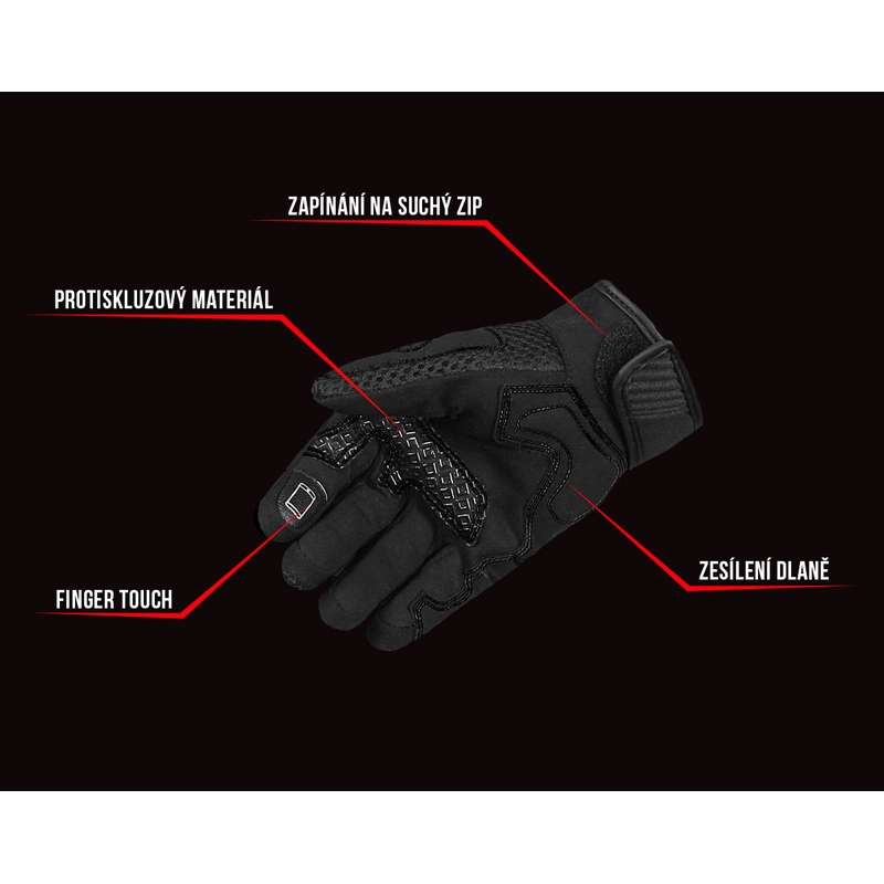 Street Racer Stunt Motorhandschoenen Zwart