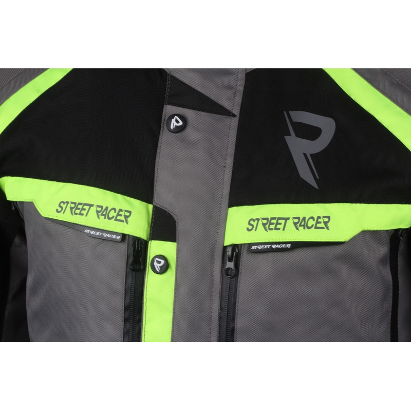 Bunda na motorku Street Racer Rocket šedo-černo-fluo žlutá výprodej