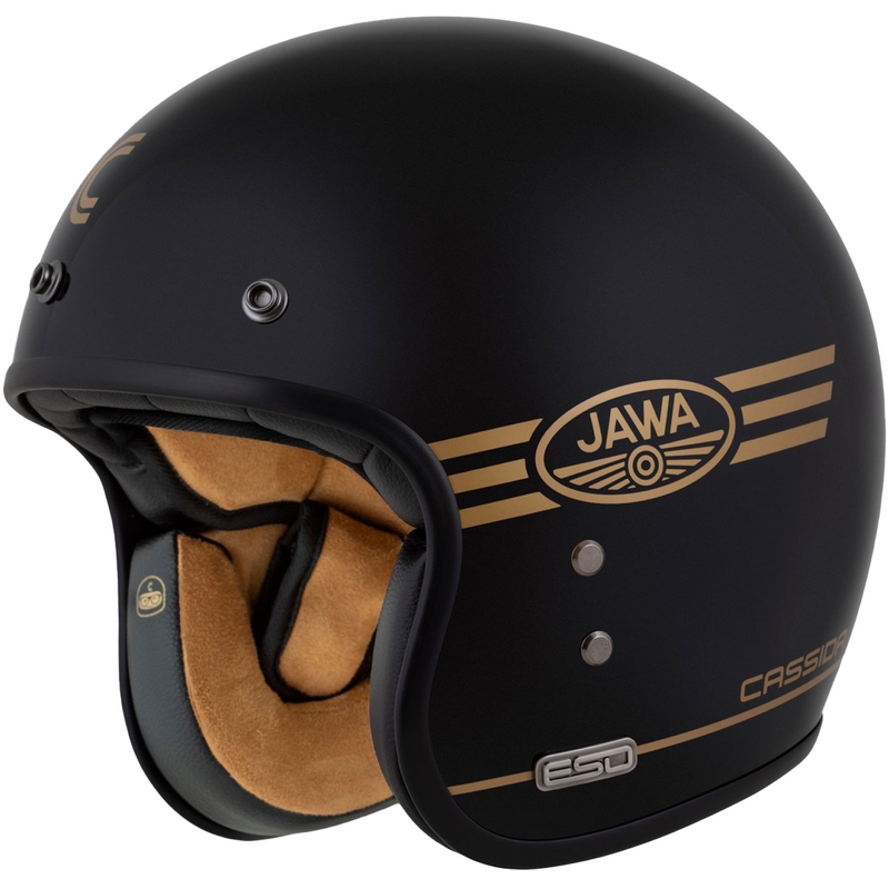 Cassida Eso Jawa Pérák open helm zwart parelmoer-goud
