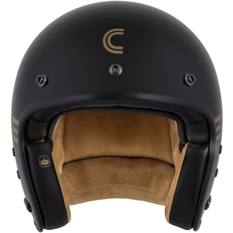 Cassida Eso Jawa Pérák open helm zwart parelmoer-goud