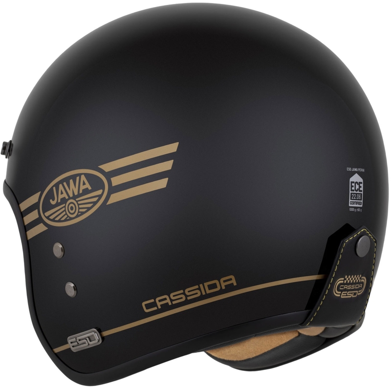 Cassida Eso Jawa Pérák open helm zwart parelmoer-goud