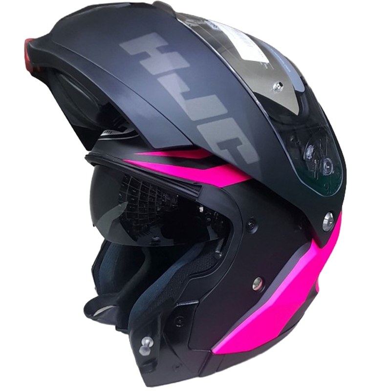 Opklapbare motorhelm HJC C91N Nepos MC8SF zwart-roze
