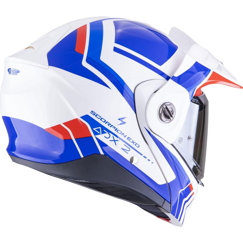 Opklapbare motorhelm Scorpion ADX-2 LEWIS wit-blauw-rood