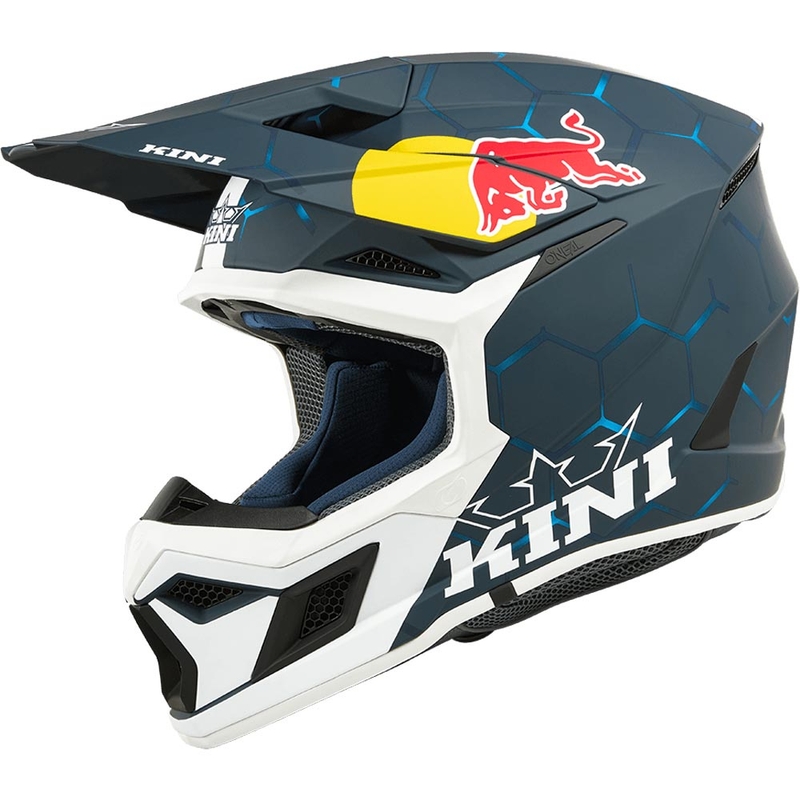 Kindermotocrosshelm KINI Red Bull MX3 1.0 blauw-wit