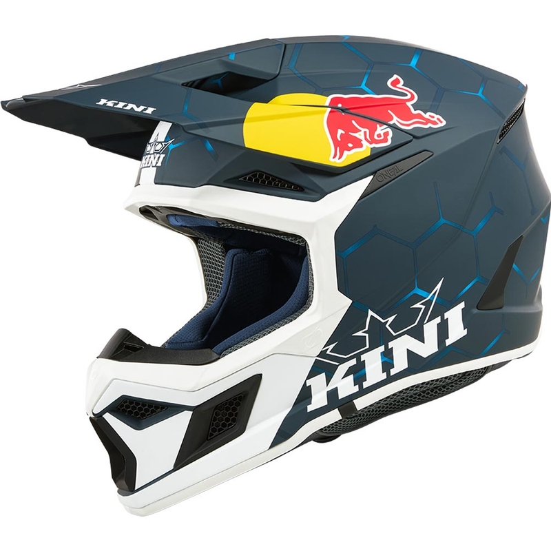 Kindermotocrosshelm KINI Red Bull MX3 1.0 blauw-wit