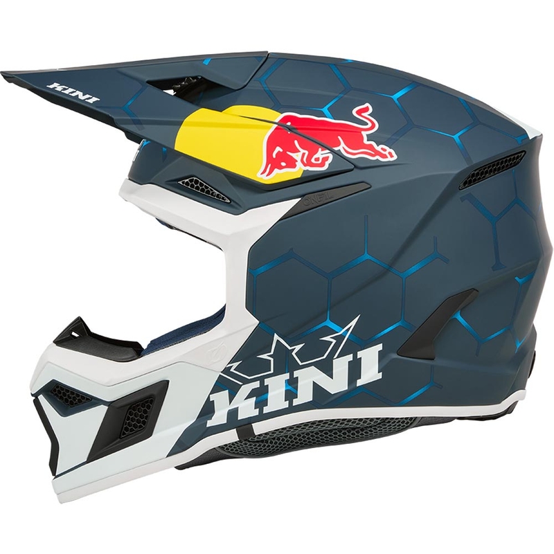 Kindermotocrosshelm KINI Red Bull MX3 1.0 blauw-wit