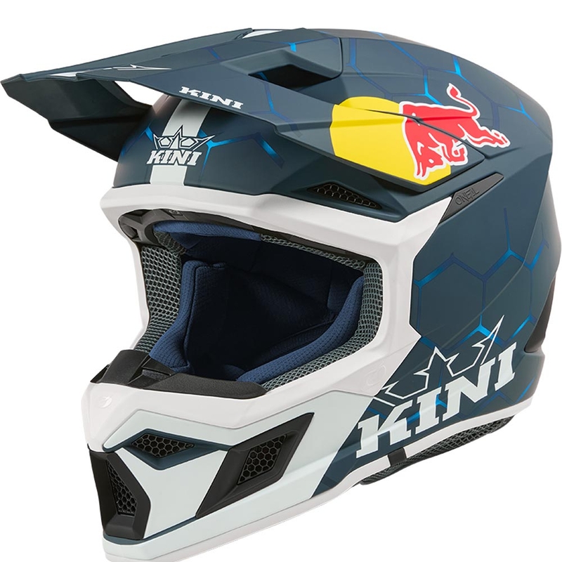 Kindermotocrosshelm KINI Red Bull MX3 1.0 blauw-wit