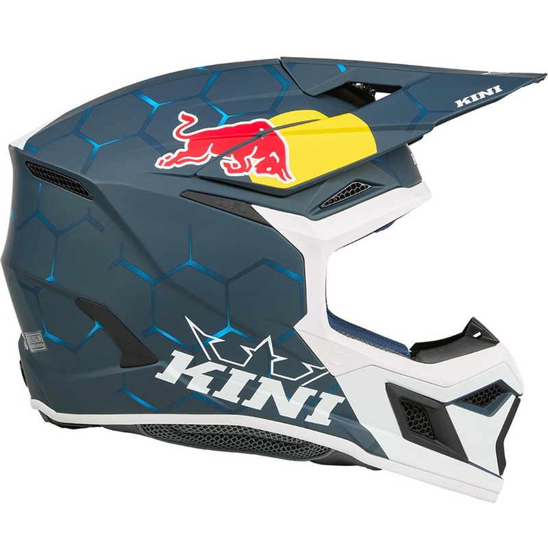 Kindermotocrosshelm KINI Red Bull MX3 1.0 blauw-wit