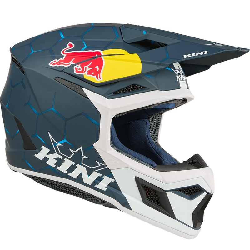 Kindermotocrosshelm KINI Red Bull MX3 1.0 blauw-wit