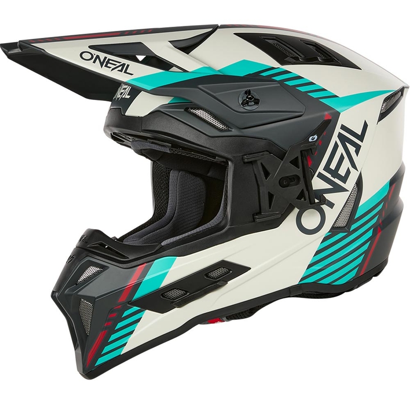 Motocrosshelm O'Neal EX-SRS Quin grijs-turkoois