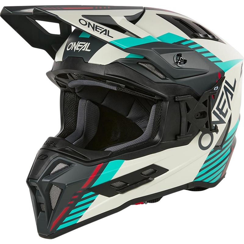 Motocrosshelm O'Neal EX-SRS Quin grijs-turkoois