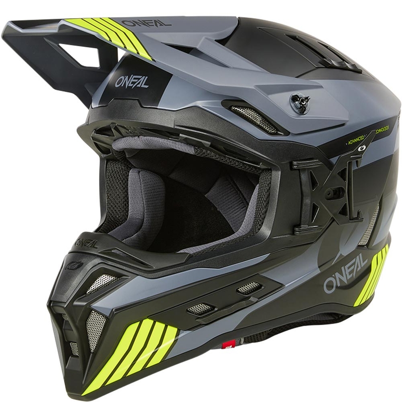 Motocrosshelm O´Neal EX-SRS Hitch zwart-grijs-fluo geel