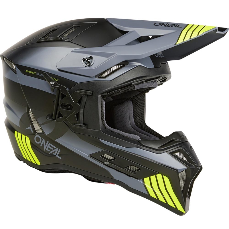 Motocrosshelm O´Neal EX-SRS Hitch zwart-grijs-fluo geel