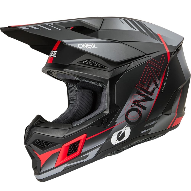 Motocrosshelm O'Neal 3SRS Haze matzwart-grijs-rood