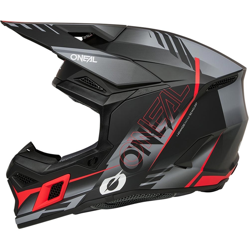 Motocrosshelm O'Neal 3SRS Haze matzwart-grijs-rood