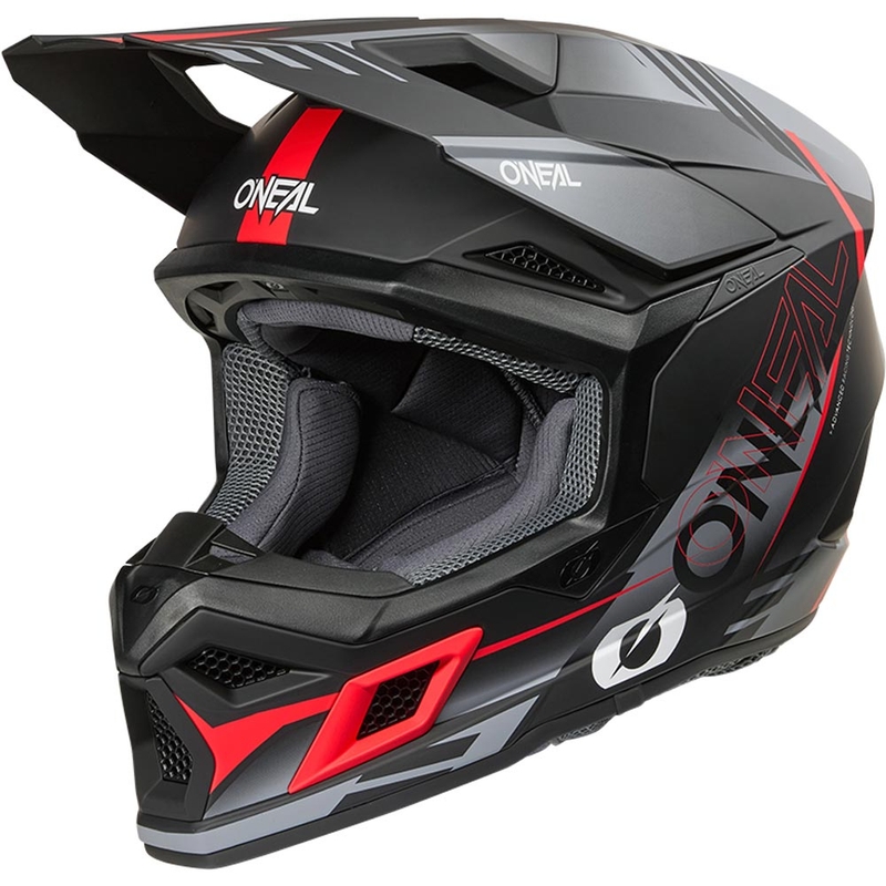Motocrosshelm O'Neal 3SRS Haze matzwart-grijs-rood