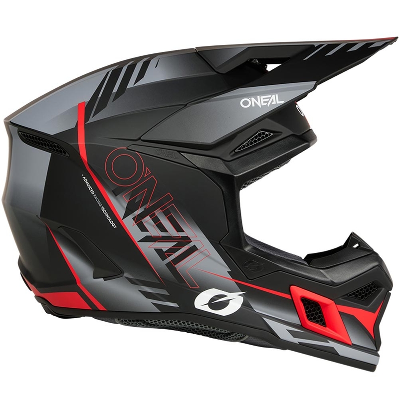 Motocrosshelm O'Neal 3SRS Haze matzwart-grijs-rood