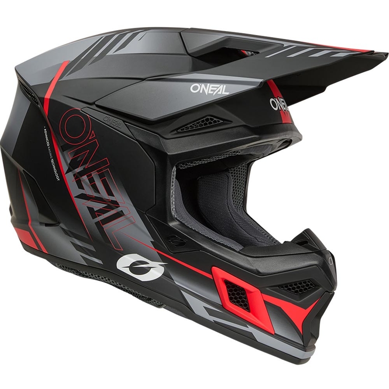 Motocrosshelm O'Neal 3SRS Haze matzwart-grijs-rood