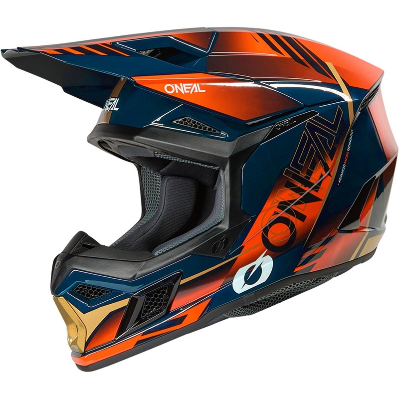 Motocrosshelm O'Neal 3SRS Haze blauw-oranje-goud