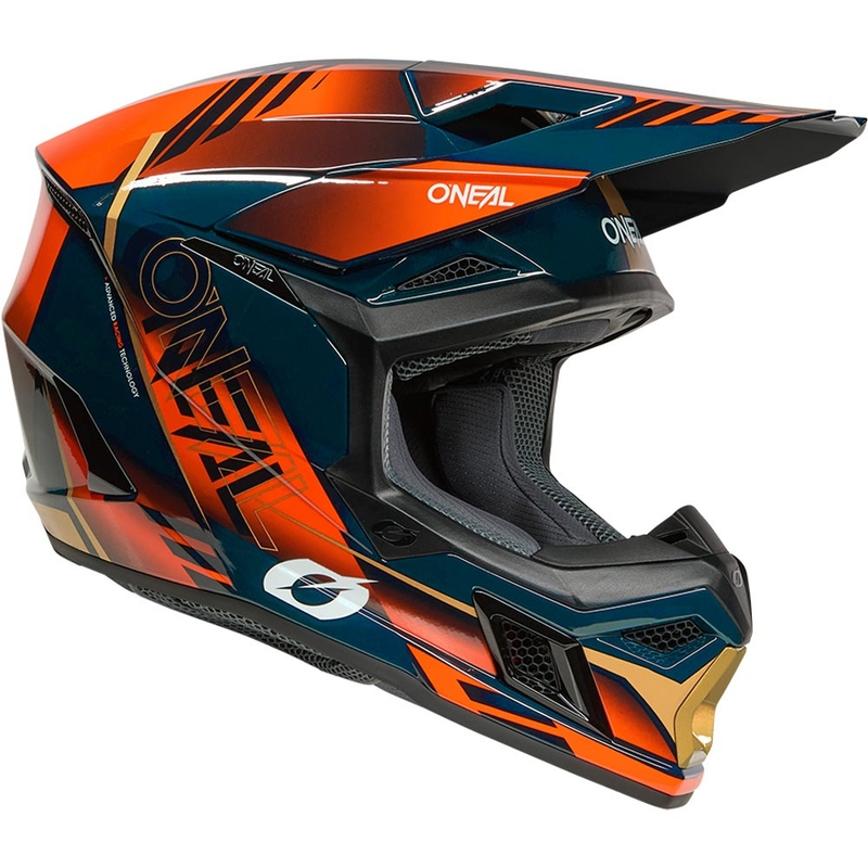 Motocrosshelm O'Neal 3SRS Haze blauw-oranje-goud