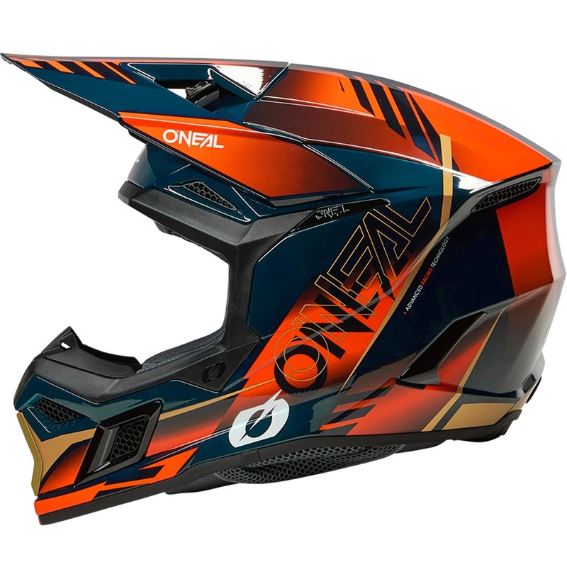 Motocrosshelm O'Neal 3SRS Haze blauw-oranje-goud